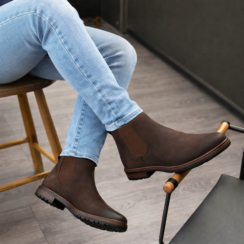 Botina Masculina Country Chelsea Resistente Bico Fino Confortável Bota Masculina Casual Cano Curto Leve