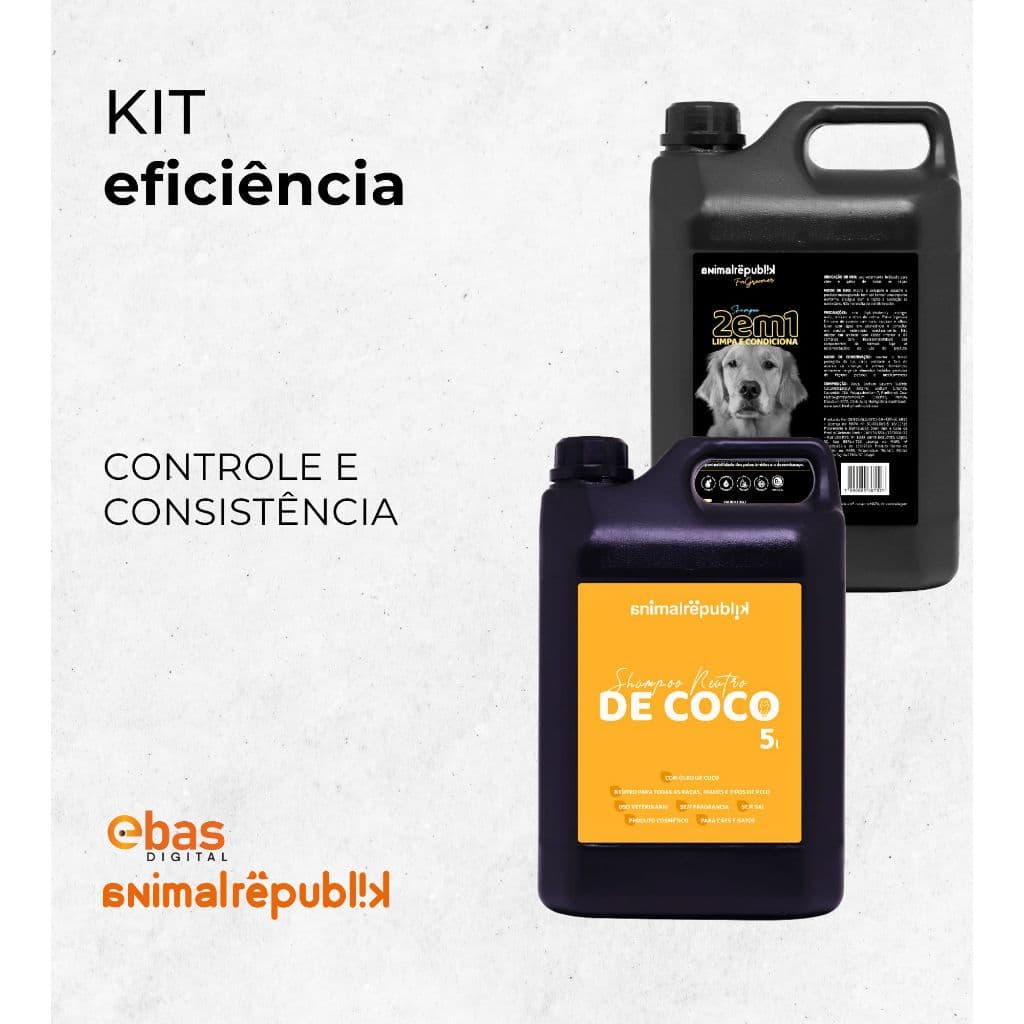 Kit Pet Shampoo Neutro + Shampoo 2 Em 1 5l