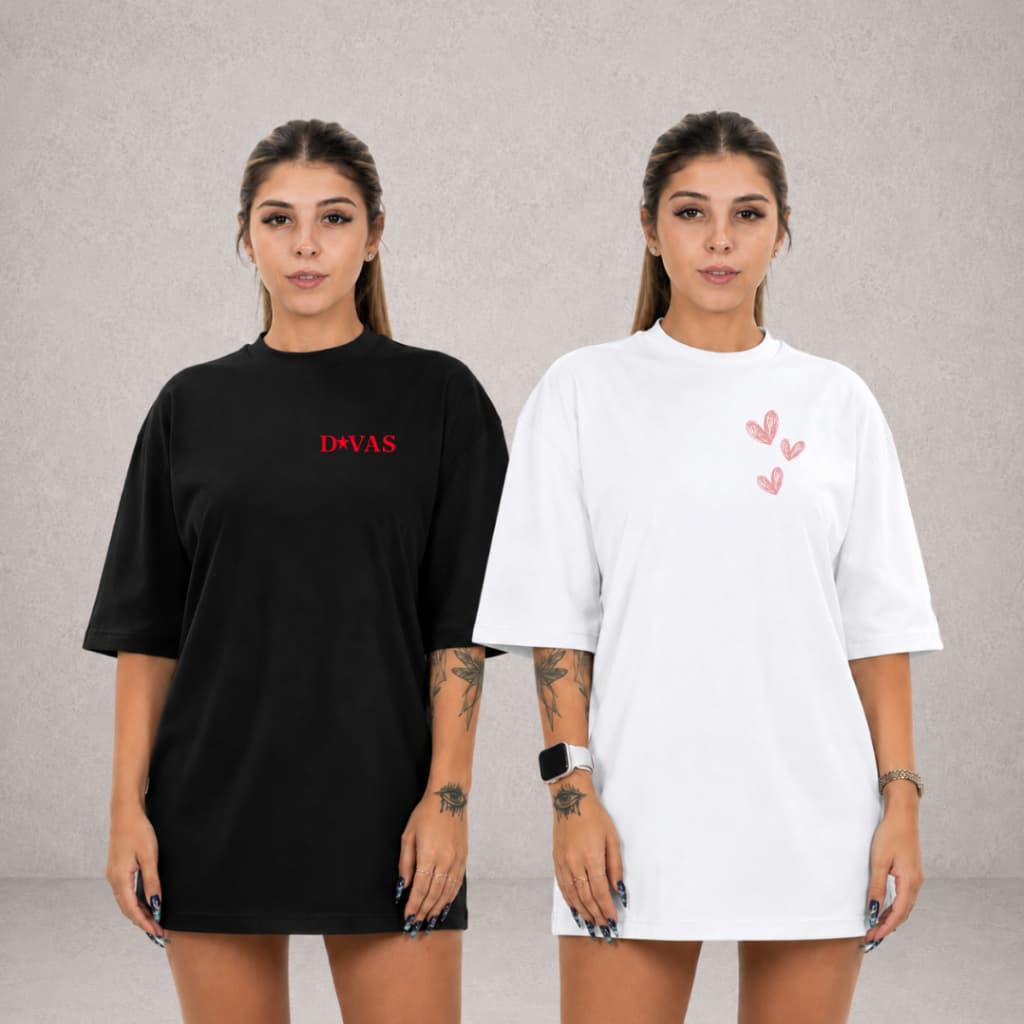 Kit 2 Camiseta Feminina Plus Size Blusinha Plus Size 100% Algodão Confortavel E Estilo