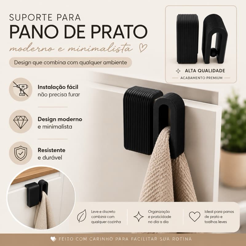 KITS Suporte porta toalha de banho | Gancho para toalha | Gancho para Pano de Prato