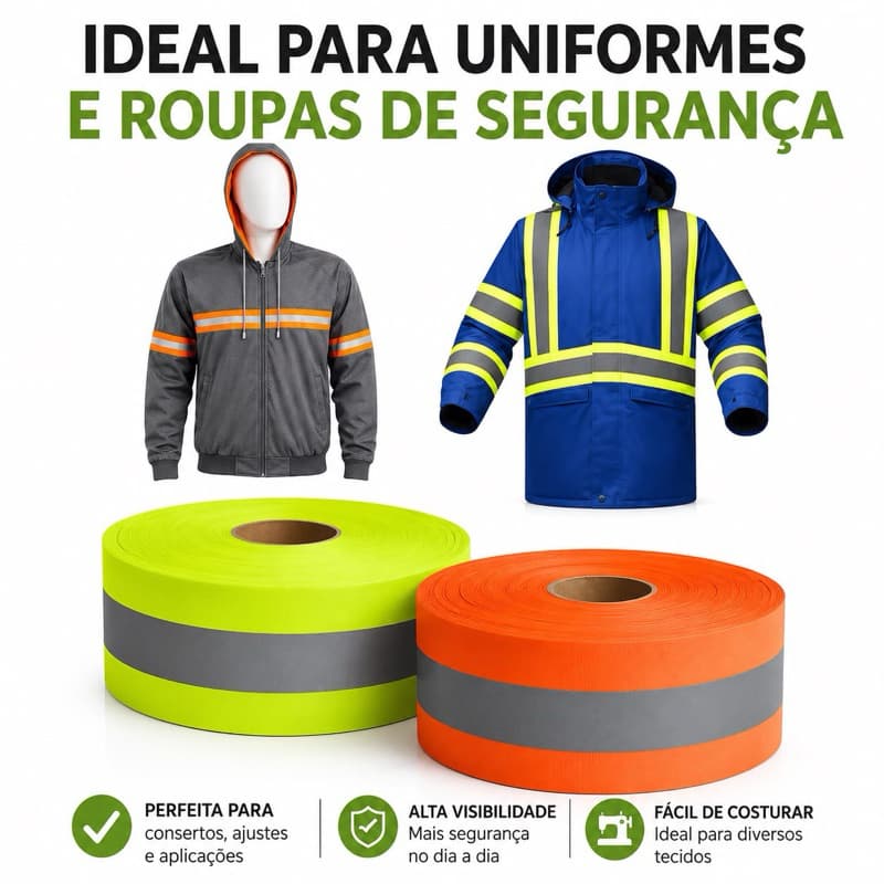 Faixa fita refletiva para uniforme e roupa rolo 50MT - 50mm
