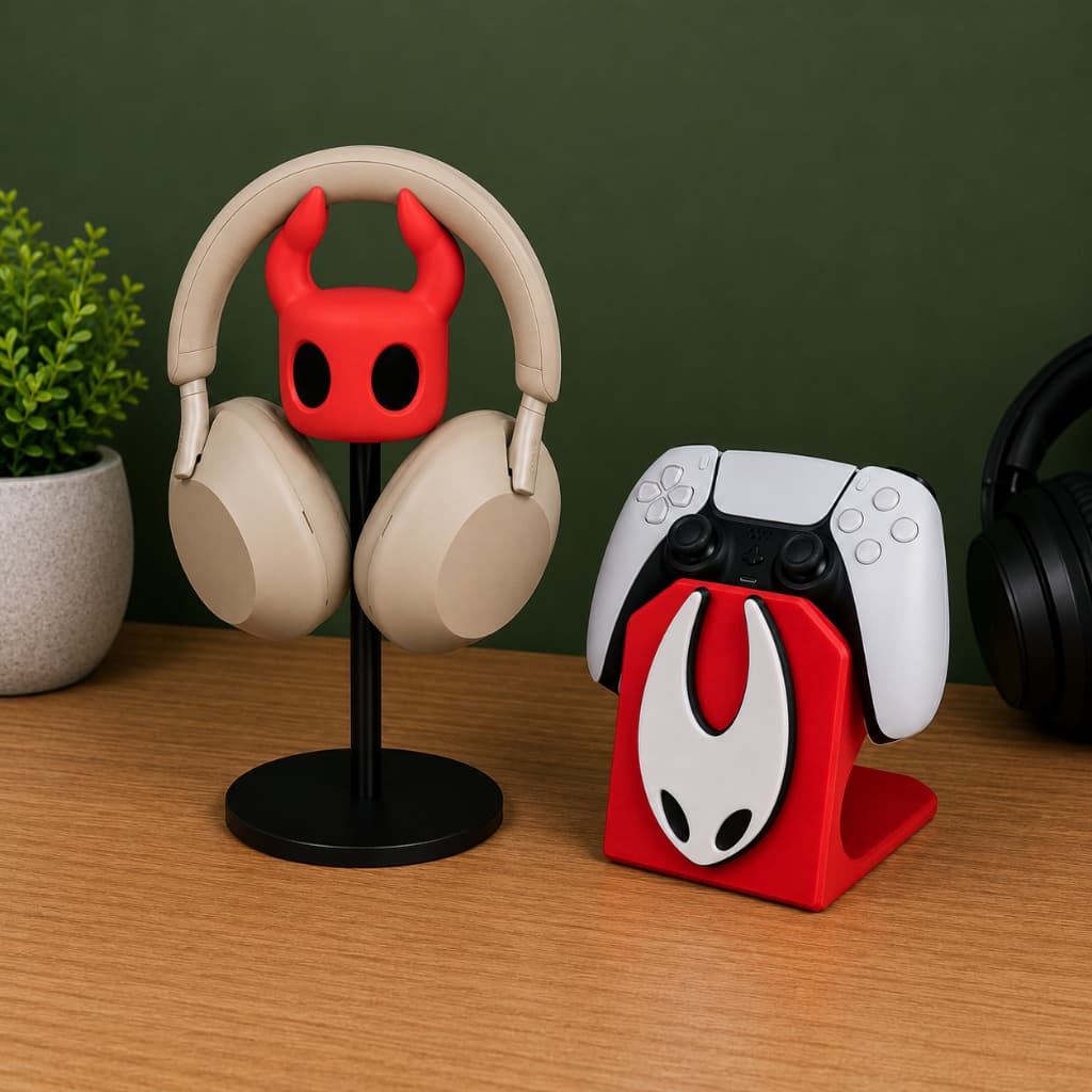 Kit Suporte Headset + Suporte Controle Hollow Knight Organizador Gamer PS5 Xbox Series PS4 Nintendo Switch