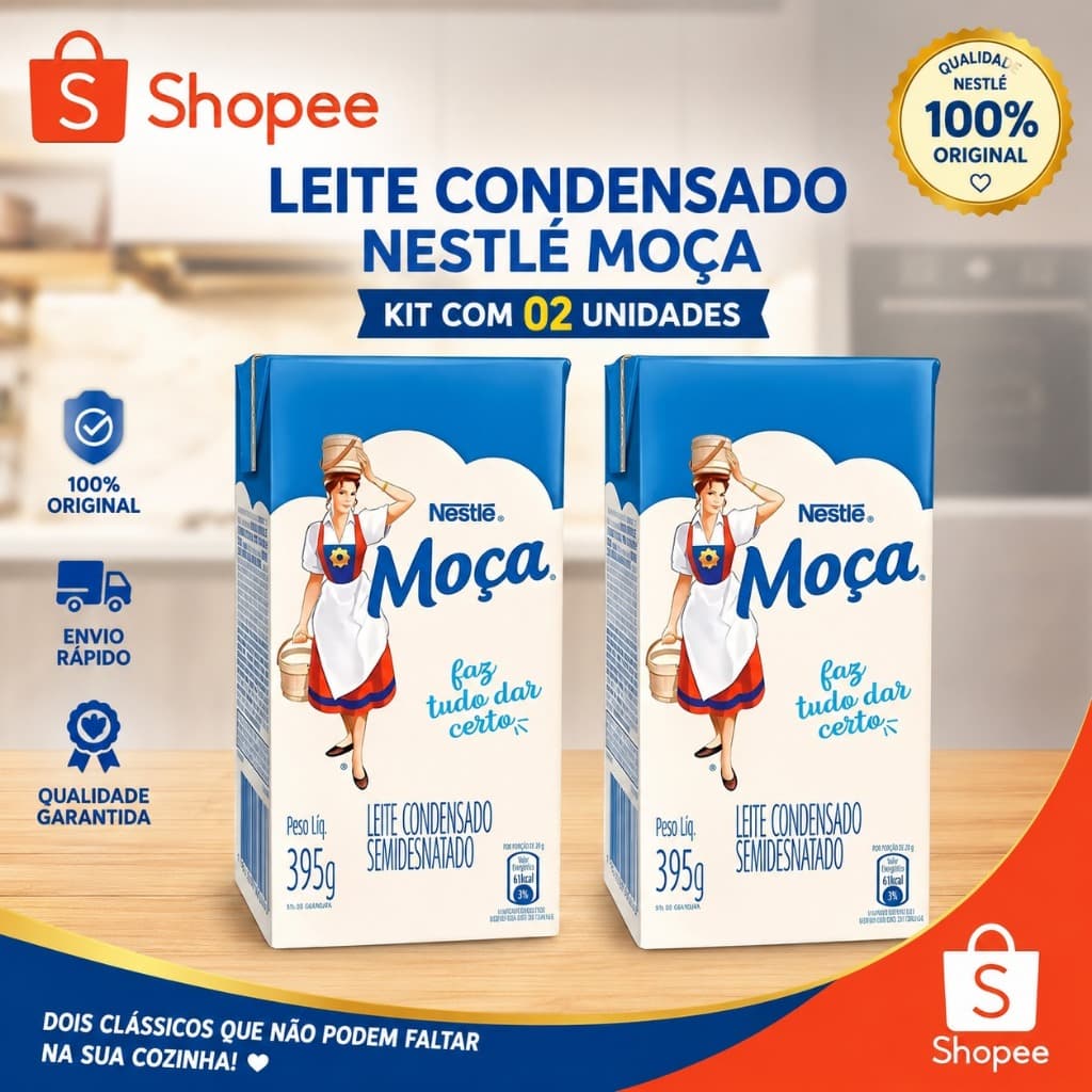 Kit 02 Leite Condensado Moça Semi-desnatado Nestlé 395g