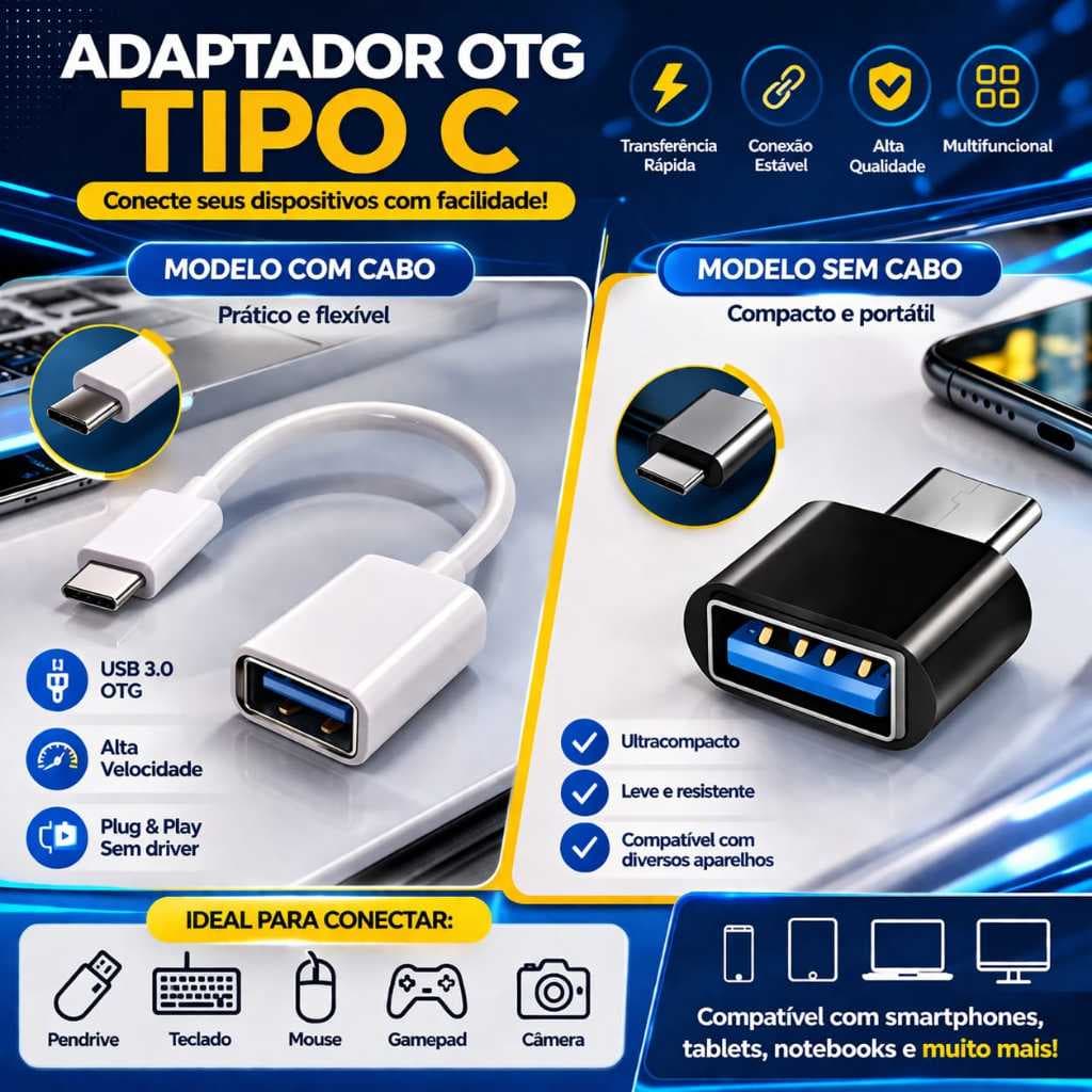 Cabo Adaptador Tipo C USB OTG Conversor Macho Sincronização de Dados para Celular Tablet Notebook