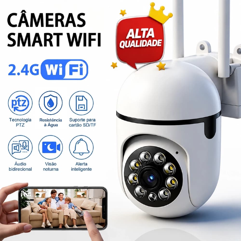 Câmeras de Segurança Resistente a Água Full HD WiFi Sem Fio 360 Infravermelho Sem Fio Casa