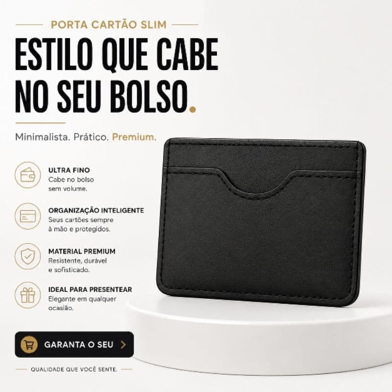 Porta Cartão Masculino Slim Couro Sintético Carteira Fina Porta CNH Compacta Cartões e Dinheiro Premium