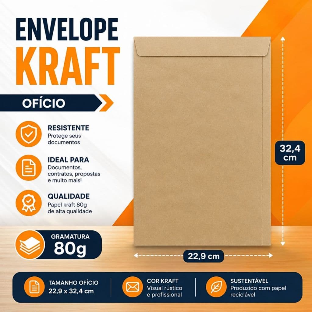 Kit Envelope Kraft Natural 229mm x 324mm Tamanho Grande