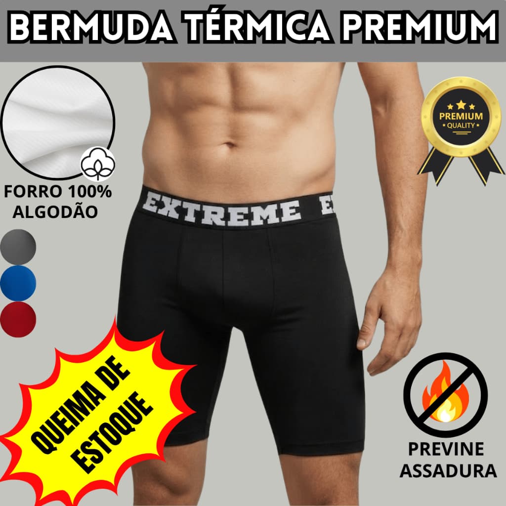 Bermuda Térmica Tipo Long Leg Premium Forro Algodão Comprida Previne Assadura Para Bike Moto Esporte