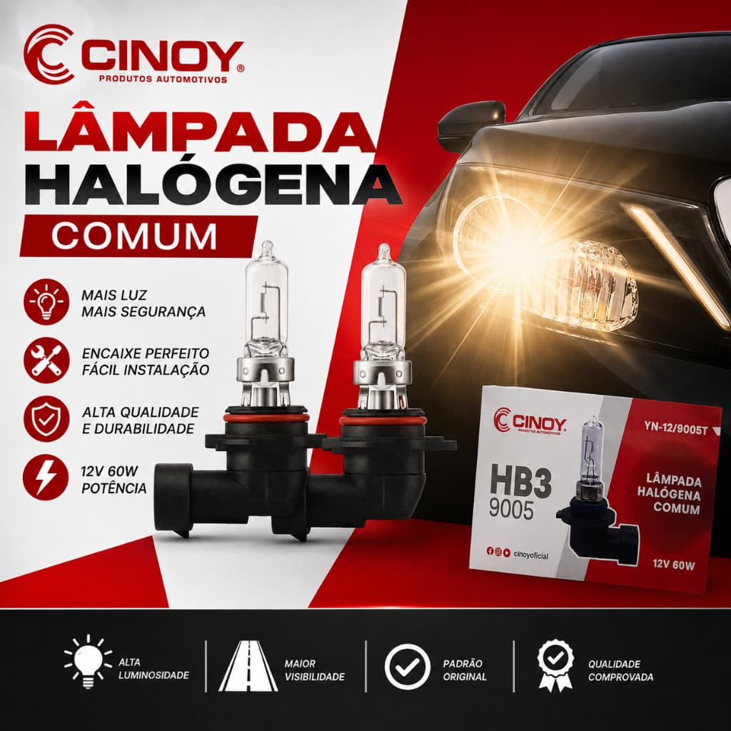 Par Lâmpadas Halógenas Comum Farol Alto Baixo Hb3 12v 60w