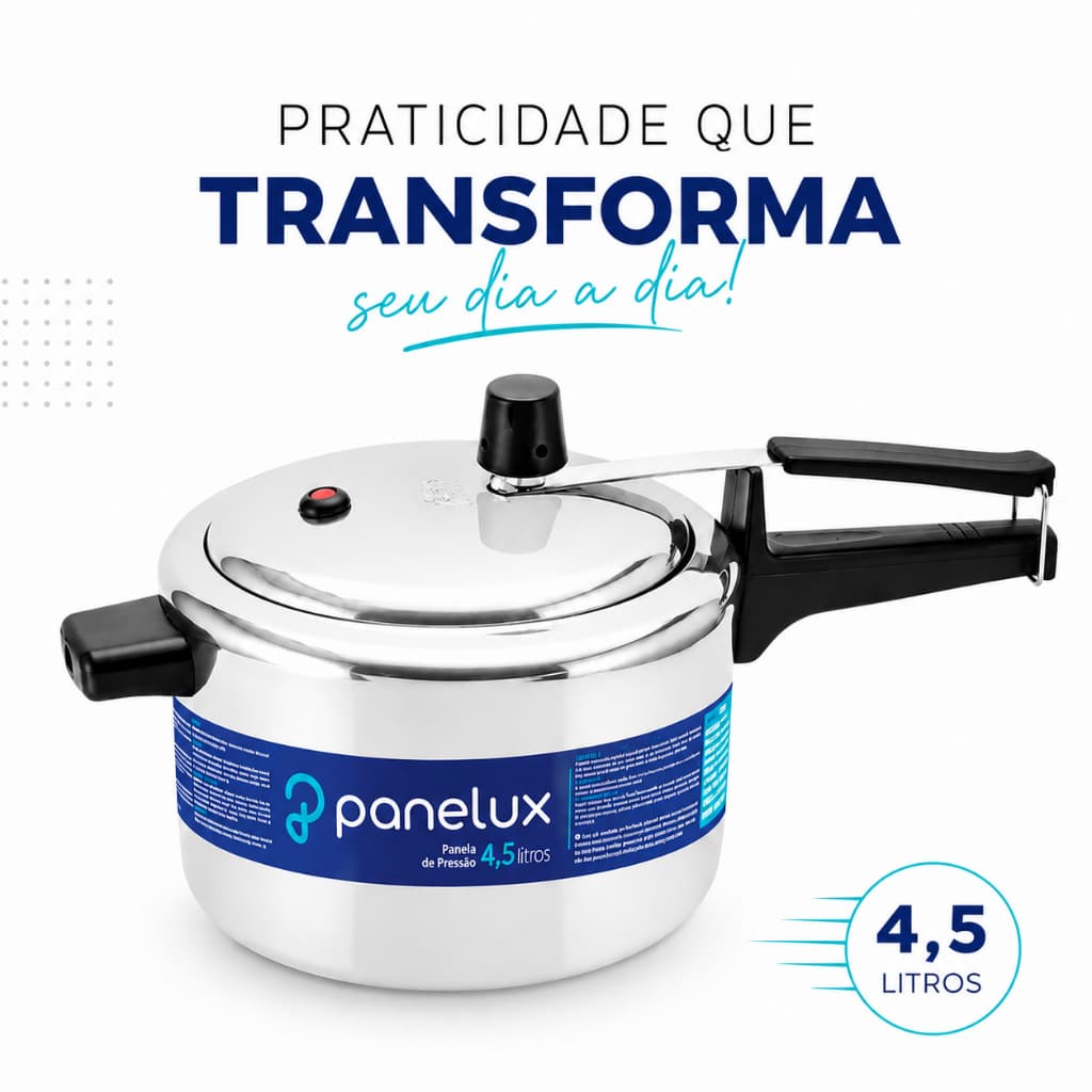 Panela De Pressão 4,5 litros Panelux Linha Classic Alto Brilho - Envio Imediato