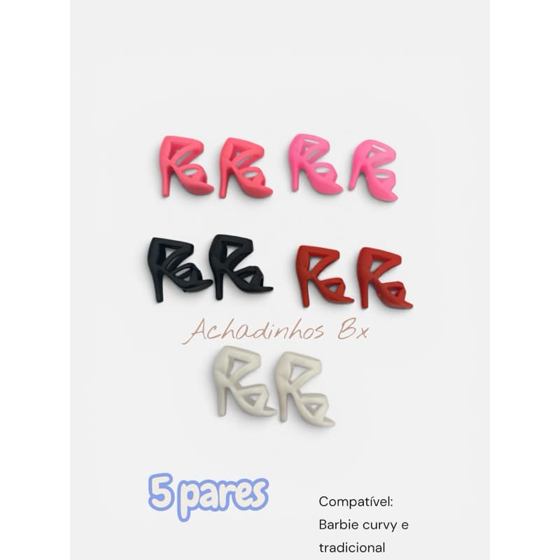 kit 5 pares sapatos para boneca NR99  CURVY sapatinhos para boneca sapatos escala 1:6 bonecas