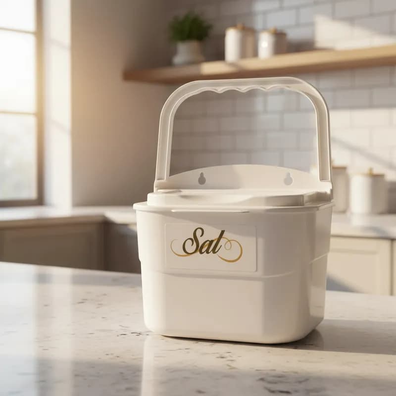 Saleiro 1Kg Premier com Tampa e Alça Plástico de Parede e Bancada Armazena Conserva Cozinha Nitron