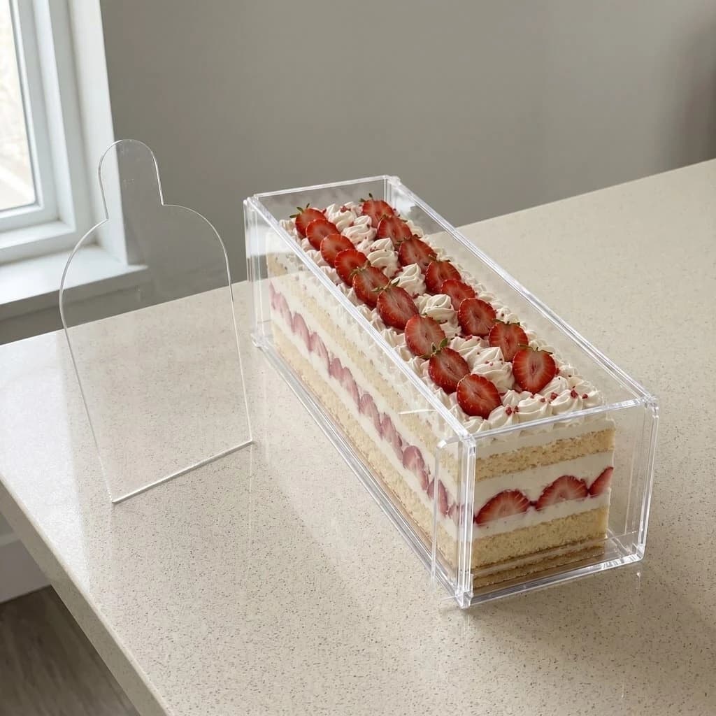 Formas Retangular Slice Cake + Espatula  em Acrílico Para Bolo 30x10x10 Confeitaria Fatias Perfeitas Molde
