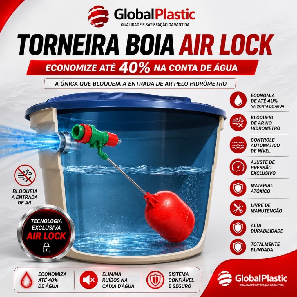 Torneira Bóia AirLock - Bloqueadora de Ar - Economia de Água
