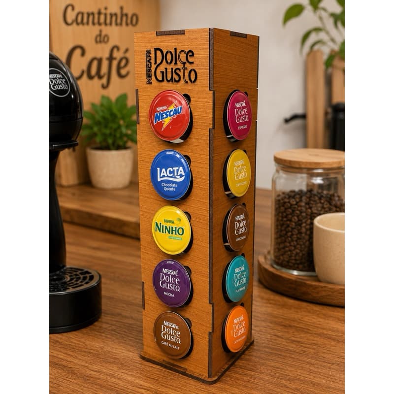 Torre Organizadora Para 20 Cápsulas Em MDF Nestlé Dolce Gusto Cantinho Do Café Areá Gourmet