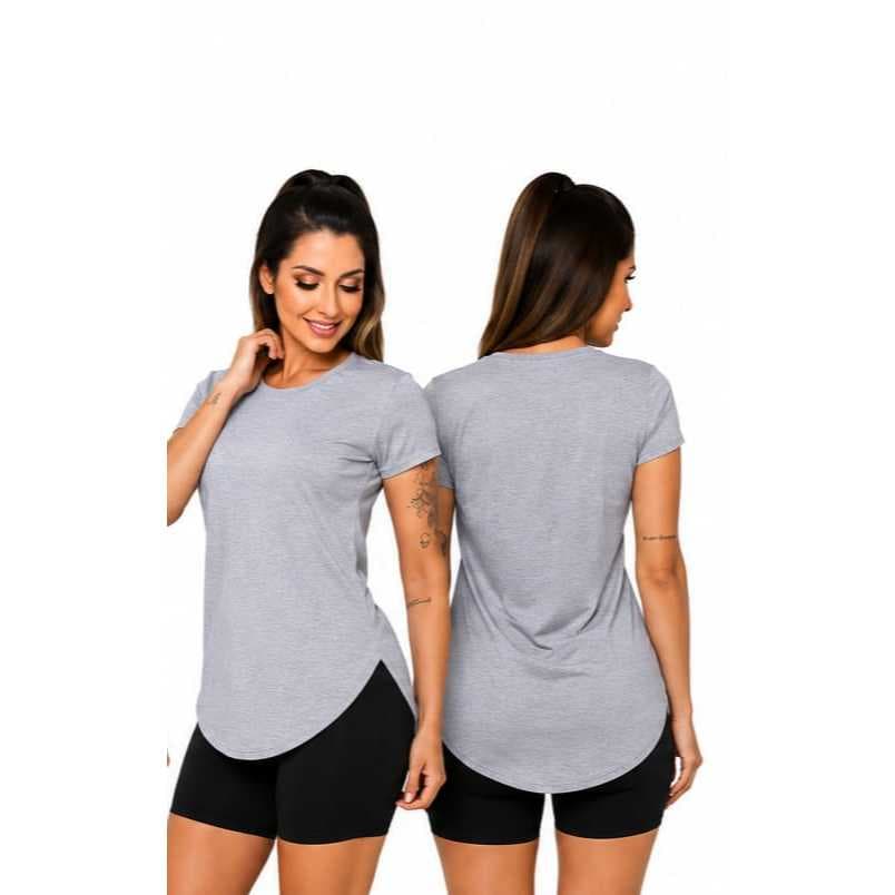 KIT 3 Blusas Feminina long tapa bumbum legging cobre Compridas Fitness Academia viscolycra em cores variadas