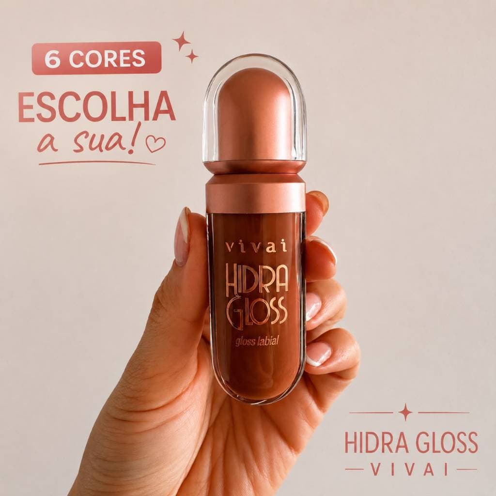 Gloss Labial Vivai Hidra Gloss Original Hidratante Brilho Intenso Efeito Espelhado 6 Cores