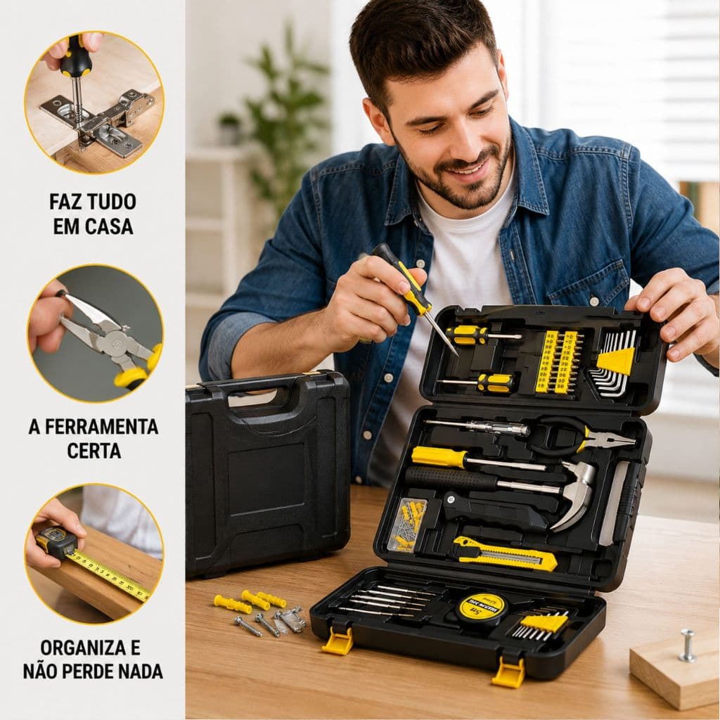 Kit Ferramentas Completo Organizacao Profissional Resistente Multifuncional