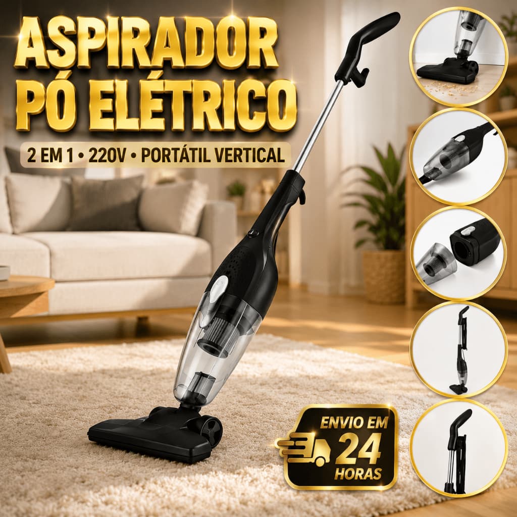 ASPIRADOR DE PÓ VERTICAL 2 EM 1 PORTÁTIL COM FIO 600W ALTA SUCÇÃO 110V/220V PARA CASA CARRO SOFÁ TAPETE