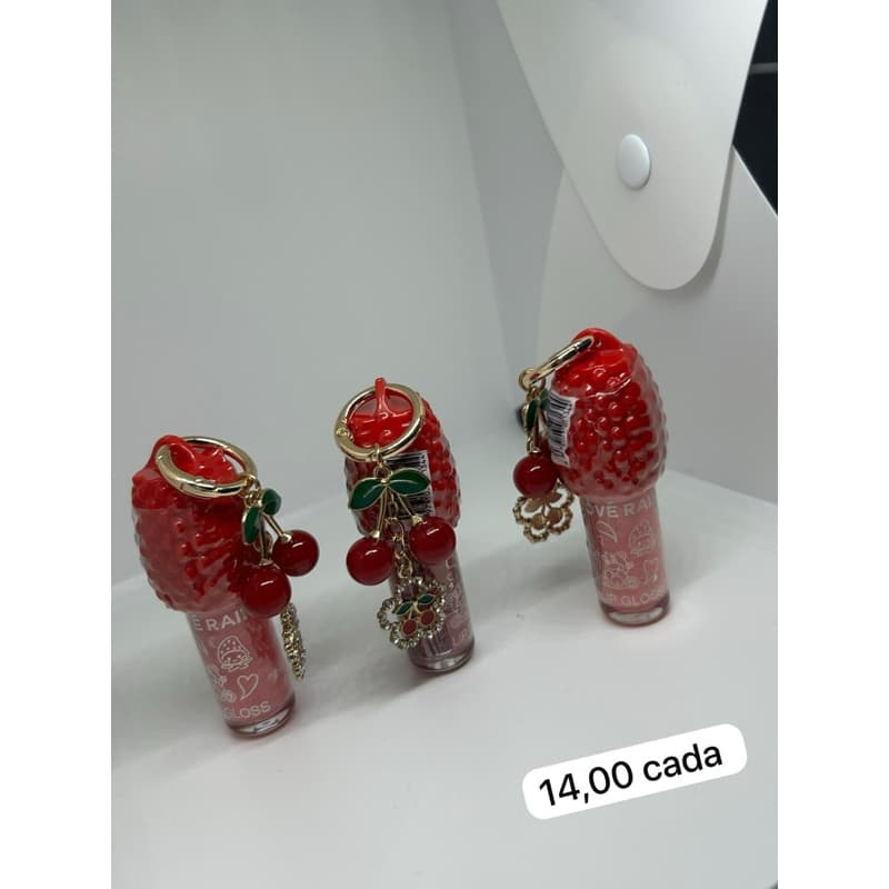 Gloss Labial de Morango com Chaveiro | Lip Gloss Hidratante Labial