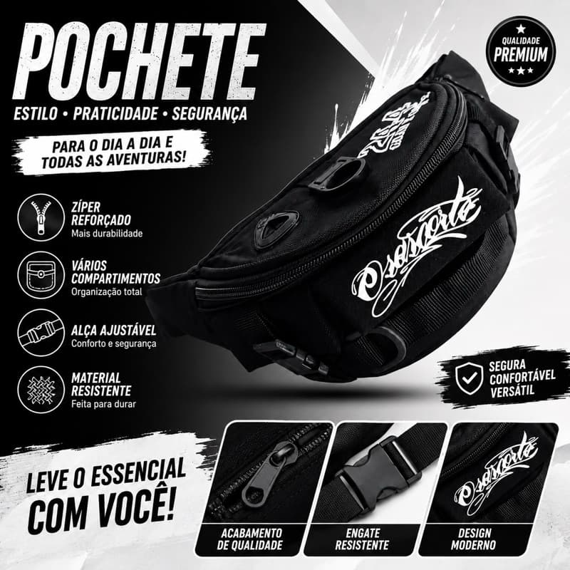 POCHETE - POCHETE MOTOBOY - pochete masculina pochete unissex pochete esportiva shoulder bag transversal pochete preta