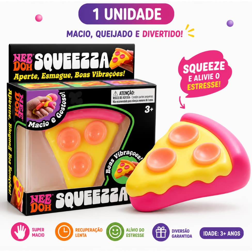 Squishy Pizza Antiestresse Macio Slow Rising Brinquedo Sensorial de Pizza com Textura Super Fofa