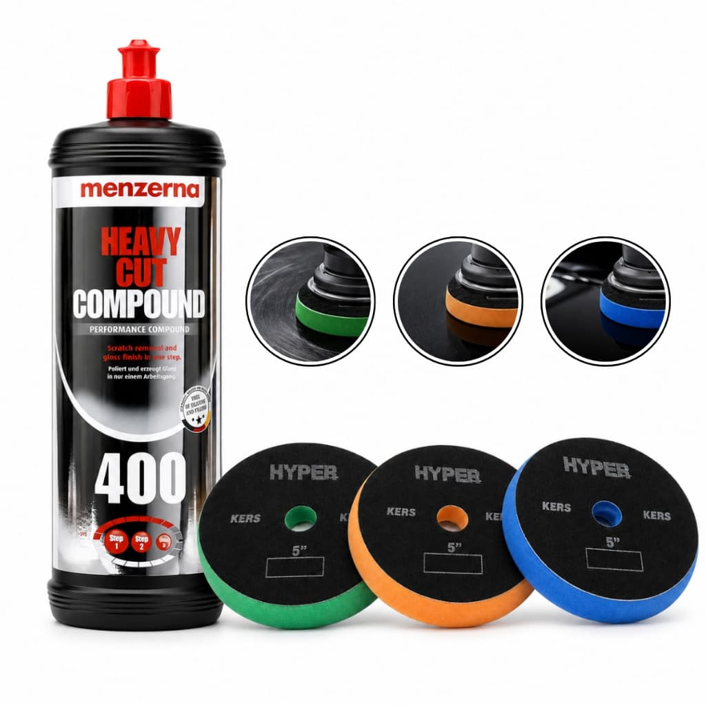 Polidor Menzerna Massa De Polir Heavy Cut + 3 Boina Corte Lustro Refino Polimento Automotivo Pintura
