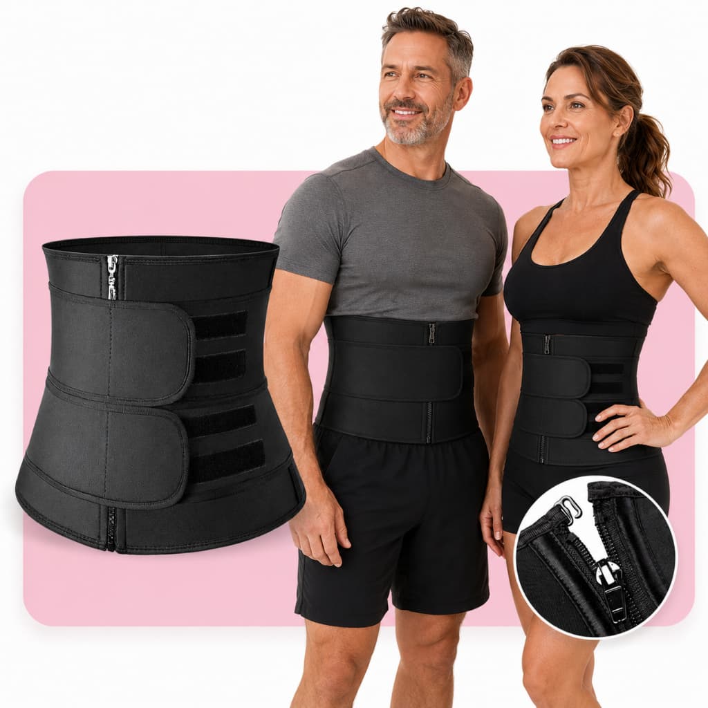 Cinta Modeladora Abdominal Térmica Efeito Sauna Espartilho Ajustável com Zíper