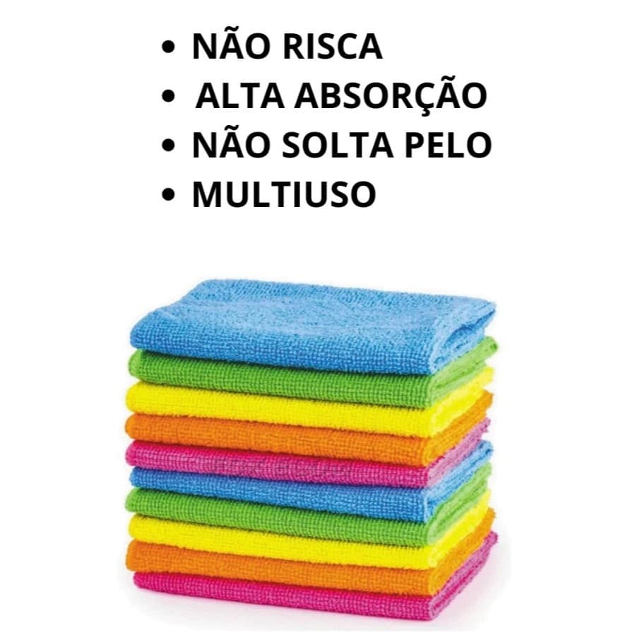 Kit Pano de Limpeza Liso e Estampado 40x60cm Multiuso Microfibra para Cozinha Pia Bancada Limpeza Casa Carros