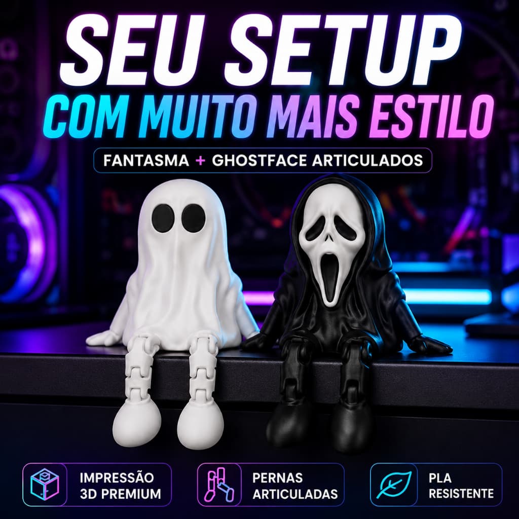 Boneco Ghostface Articulado Decoração Geek Fantasma Setup Gamer Mesa Quarto Presente Colecionável Exclusivo