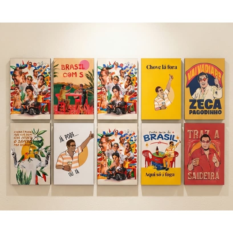 Kit 10 Quadros Decorativo Bar Zeca Pagodinho Frases Decoração Cerveja Churrasco