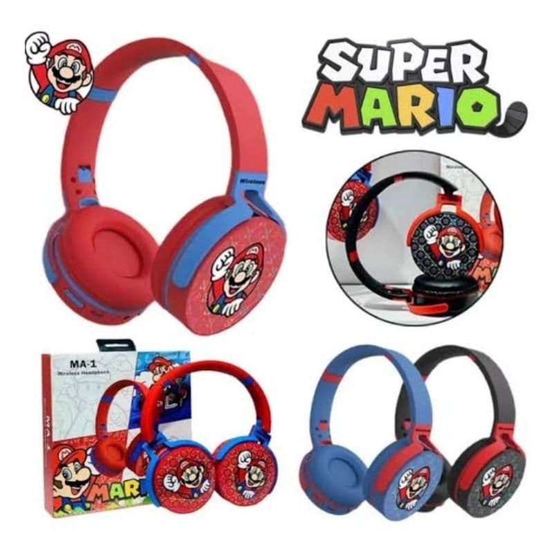 Fone de Ouvido Bluetooth Infantil Super Mario com Bluetooth V5.0 e Limitação de Volume