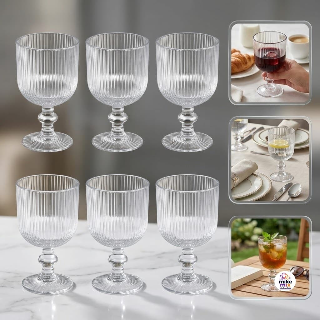 Conjunto 6 Taças Athens de Vidro 380ml Jogo de Taças para Água Suco Vinho Mesa Posta Transparente Elegante