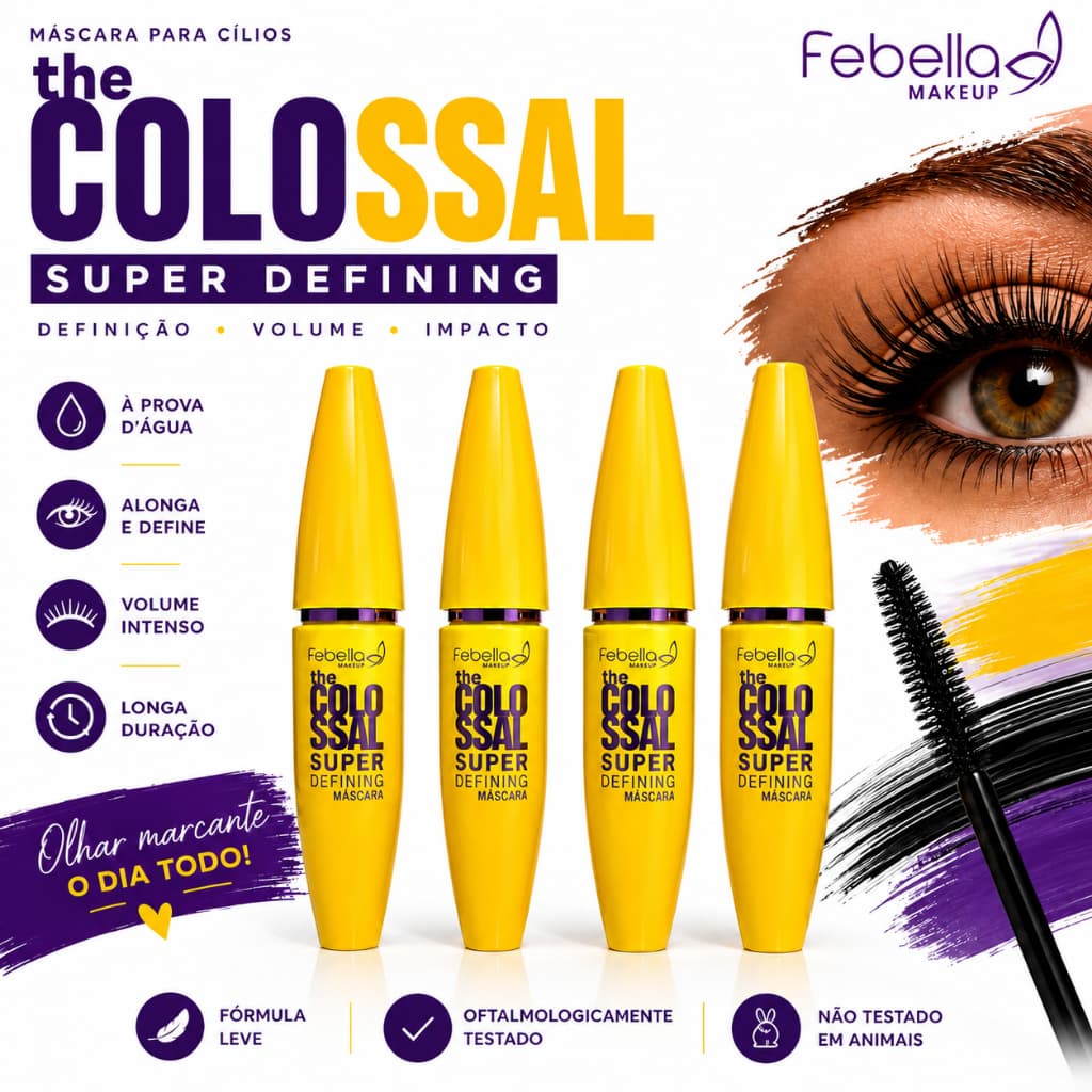 Máscara De Cílios Febella Colossal Volume A Prova D'água