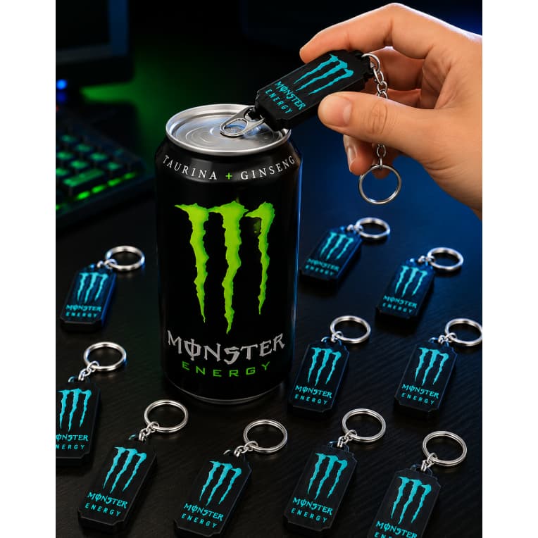 Chaveiro Abridor de Lata Monster Energy 3D | Design Exclusivo | Resistente | Presente Criativo