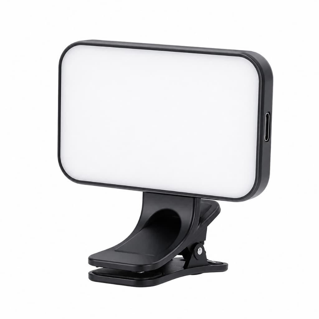 Luz LED para Selfie com Clipe, 3 Modos, Recarregável para Celular e Notebook