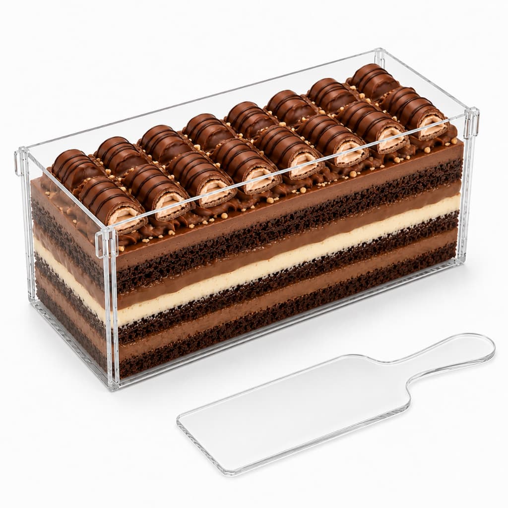 Kit Forma Slice Cake Acrílico 30x10x10 Bolo Fatia Perfeita Formas Transparente Cristal