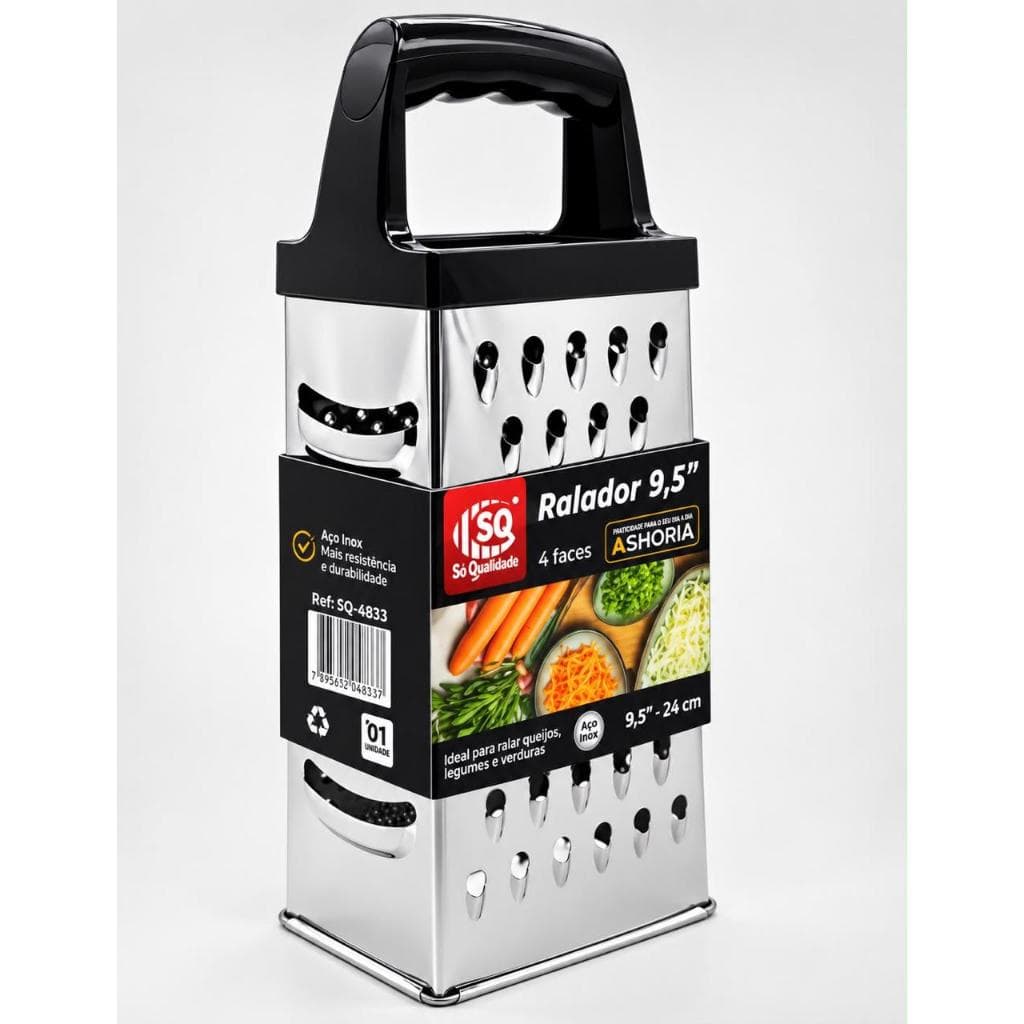 Ralador Inox 4 Faces 9,5 Polegadas Multifuncional Manual para Queijo Legumes Cenoura Chocolate Cozinha