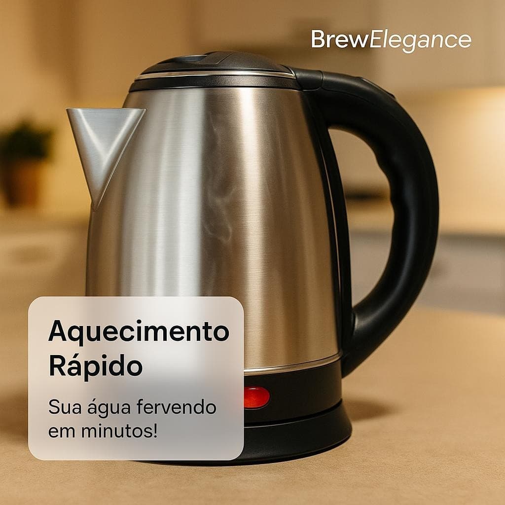 Chaleira Elétrica Inox 1,8L 1500W Rápido Aquecimento 220V