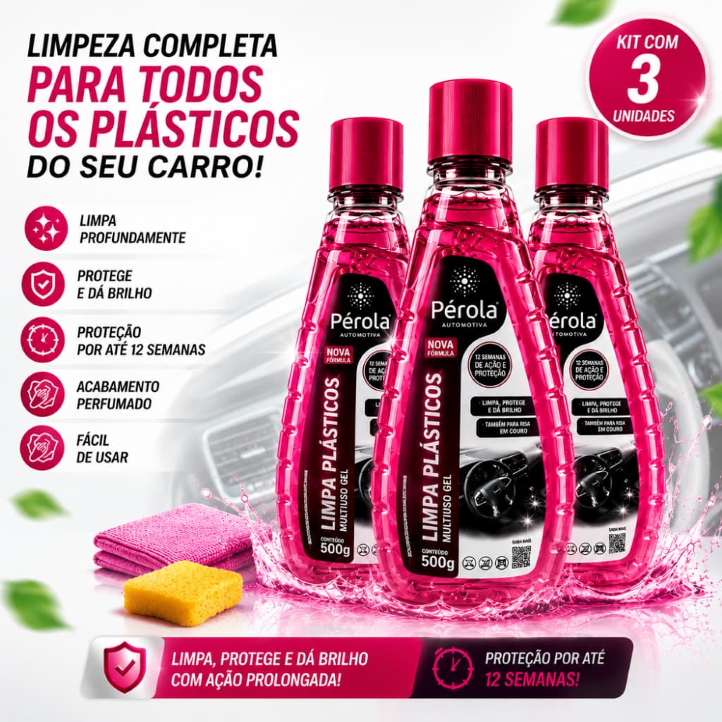 Kit 3 Limpa Plásticos Revitalizador Multiuso Gel 500g