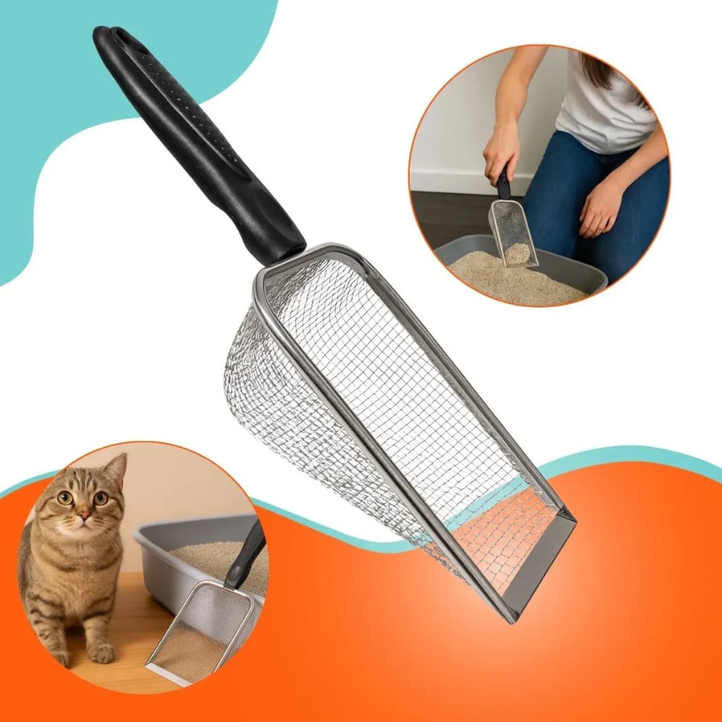 Pazinha Higiênica Coletora Pá Caixa Areia Gatos Inox Peneira