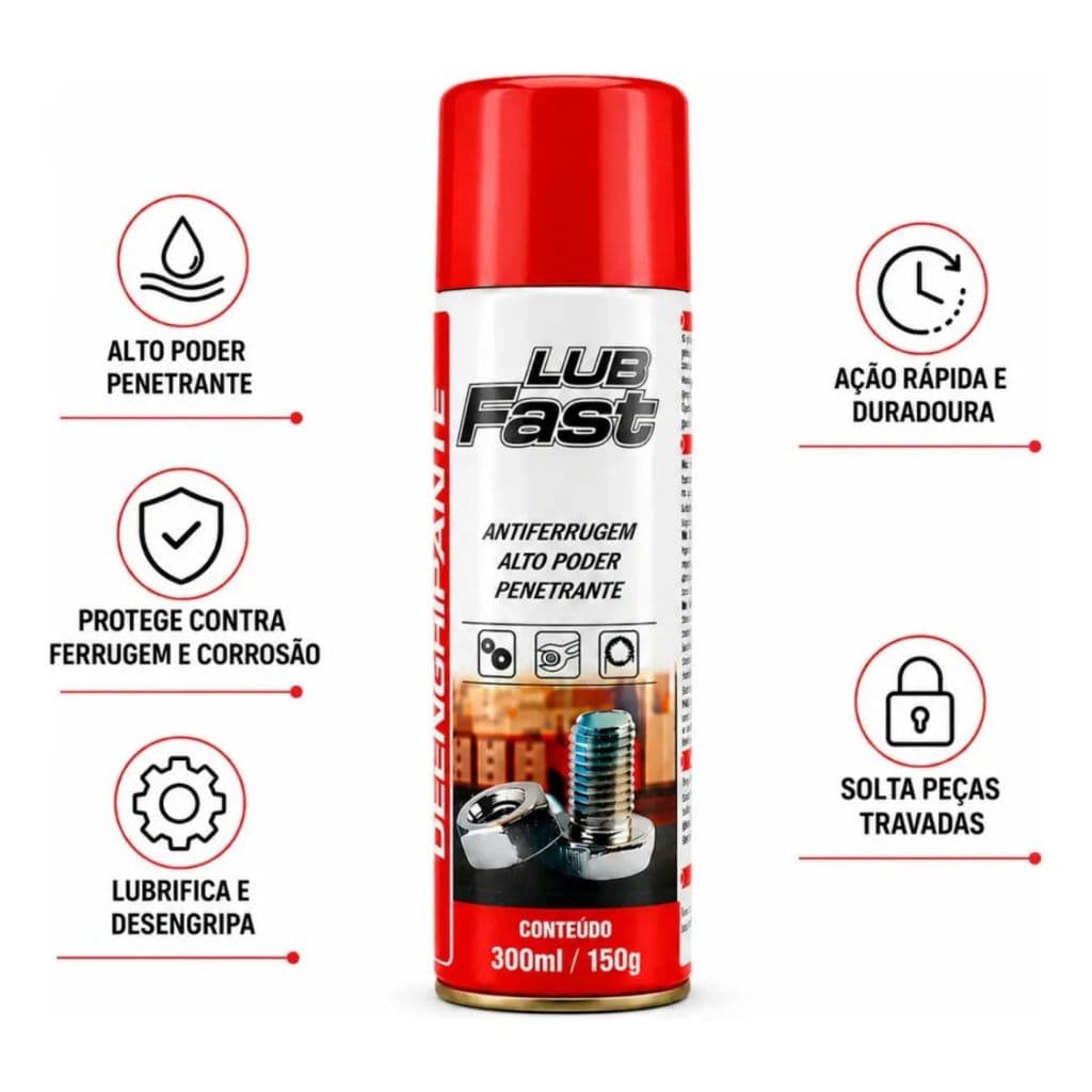Desengripante Spray Lub Fast Antiferrugem Lubrificante Multiuso 300ml