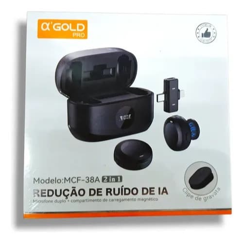 Microfone de Lapela A´Gold Pro MFC-38A Redução de Ruído de IA