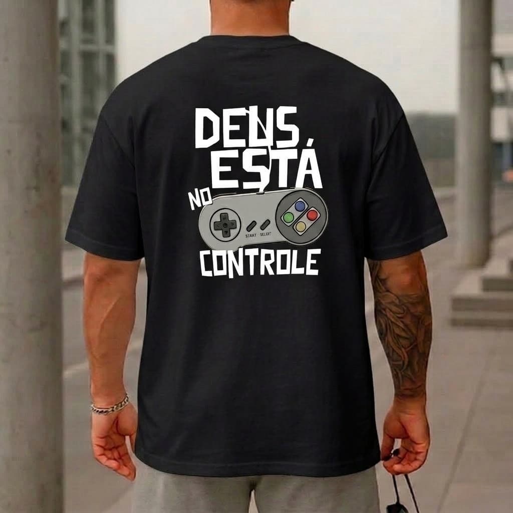 Camisa Camiseta Streetwear Religiosa Deus Esta No Controle 100% Algodão Unissex Premium