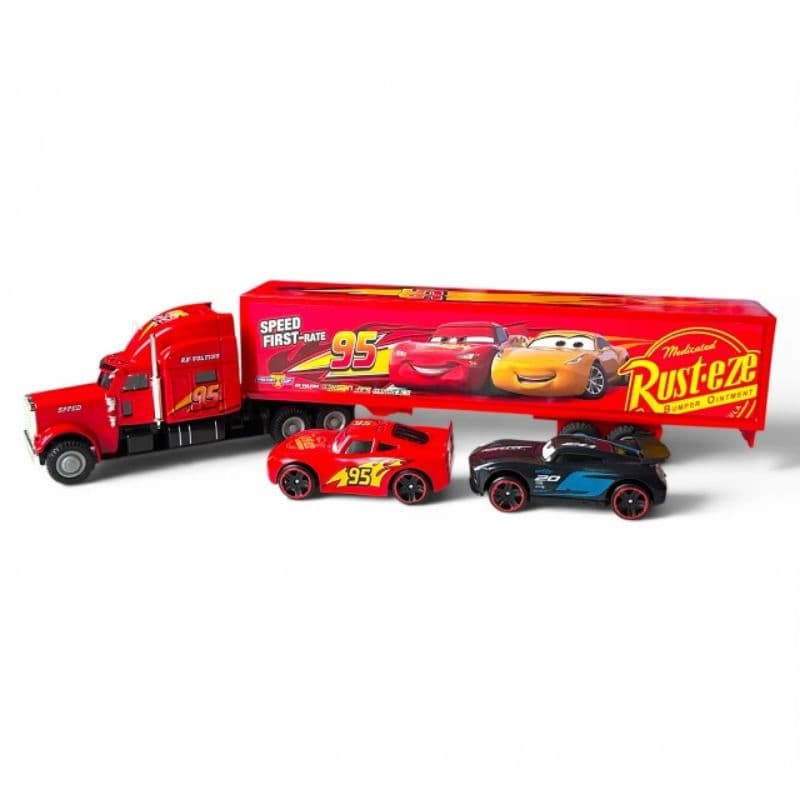 Kit Carros Com Caminhão Cegonha Relâmpago Mcquen 3 ou 5 Peças Infantil