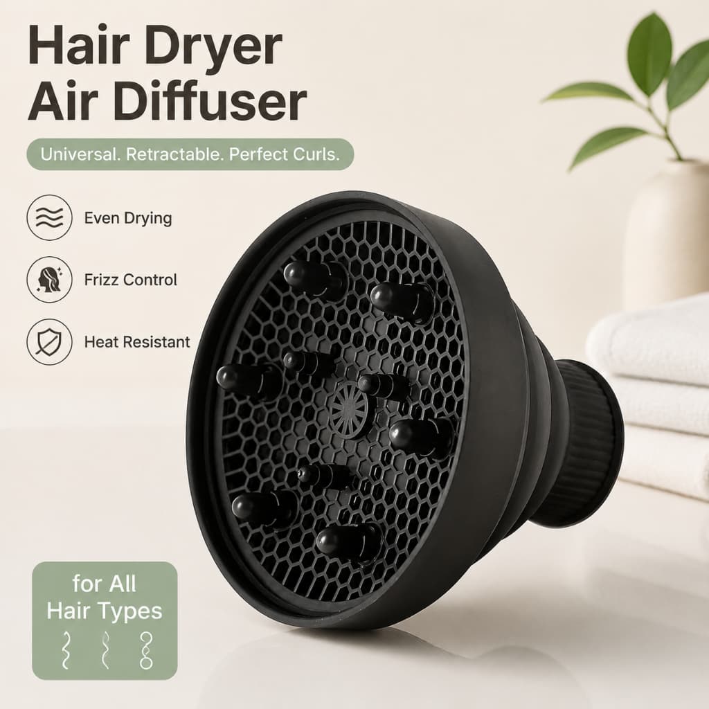 Difusor para Definir Cachos de Silicone Universal Retrátil Adaptador para Secador de Cabelo