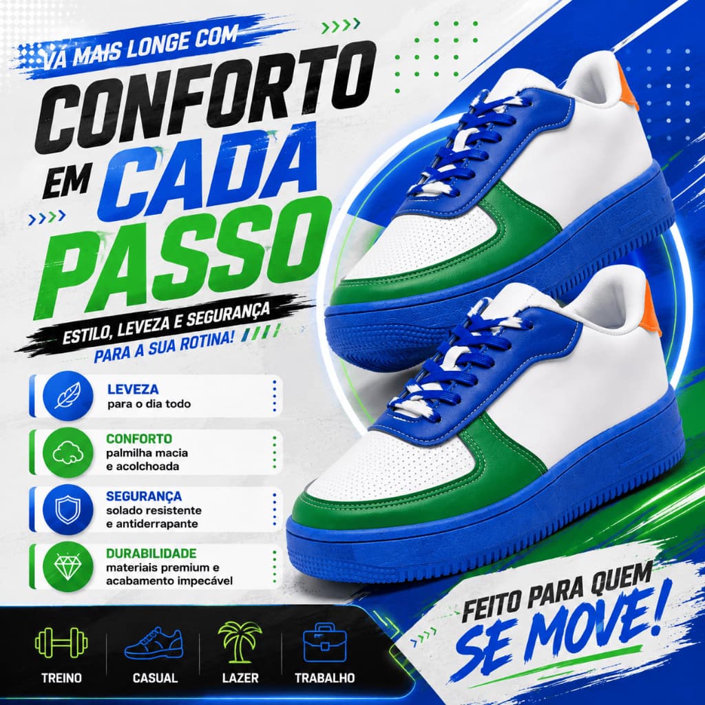 Tênis Casual Masculino Feminino Branco Leve Macio Dia a Dia Urbano Passeio Confortavel 36 ao 42 Sapato
