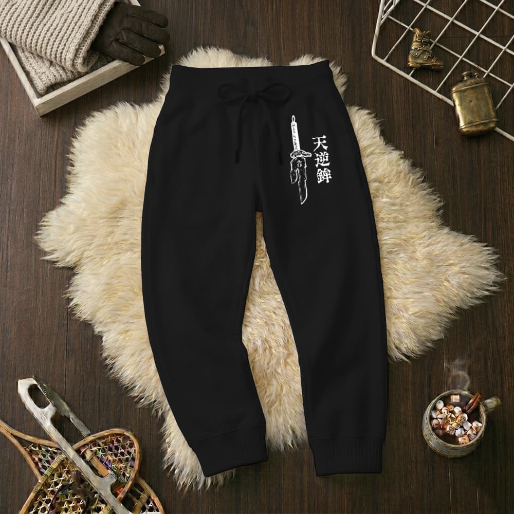 Calças Infantil Jogger Moletom Estampada Toji Lâmina Punho Flanelado Wide Leg Tamanho 6 16