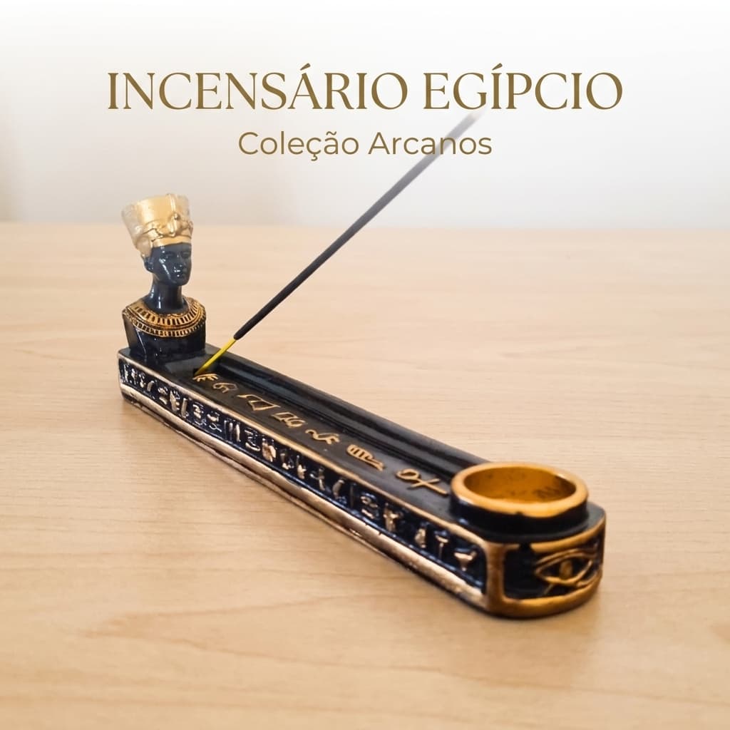 Incensário Vareta e Cone Queimador De Incenso Porta Incenso Egípcio Nefertiti Incensario