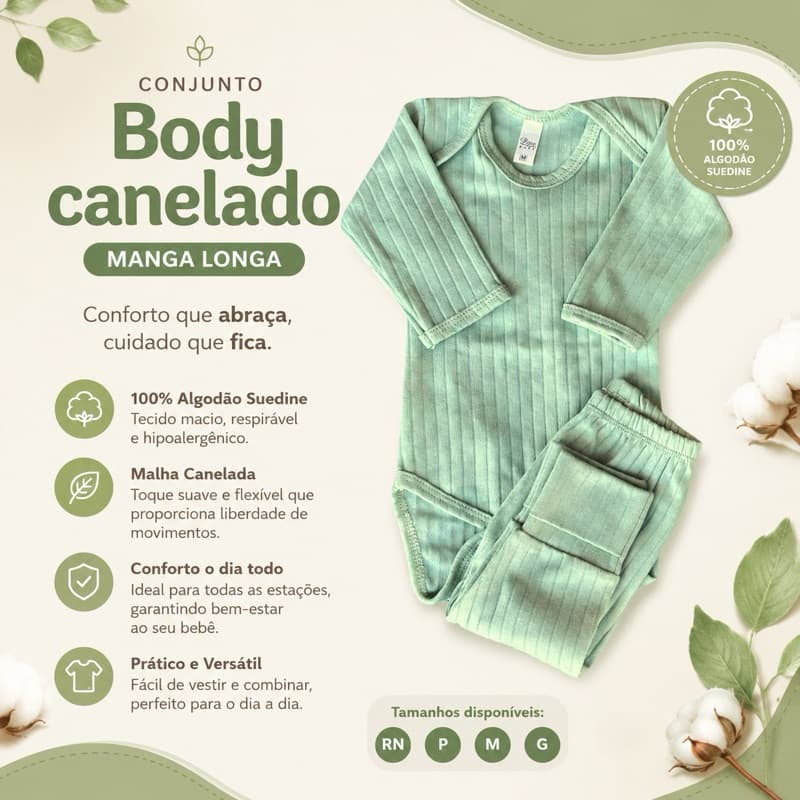 conjunto Body e mijao/calca canelado infantil RN P M G menino menina unissex 100% algodão suedine